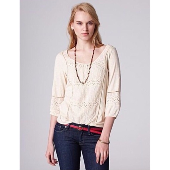 Lucky Brand Tops - Lucky Brand cream eyelet top